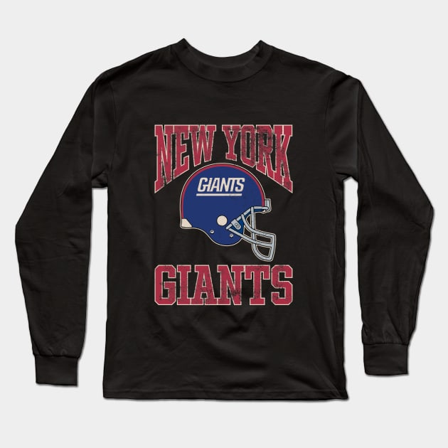 New York Giants Football Retro Long Sleeve T-Shirt by Maskumambang